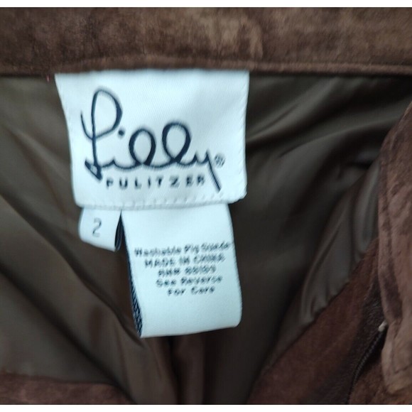 Lilly Pulitzer size 2 brown washable suede pants with pockets - Picture 3 of 4